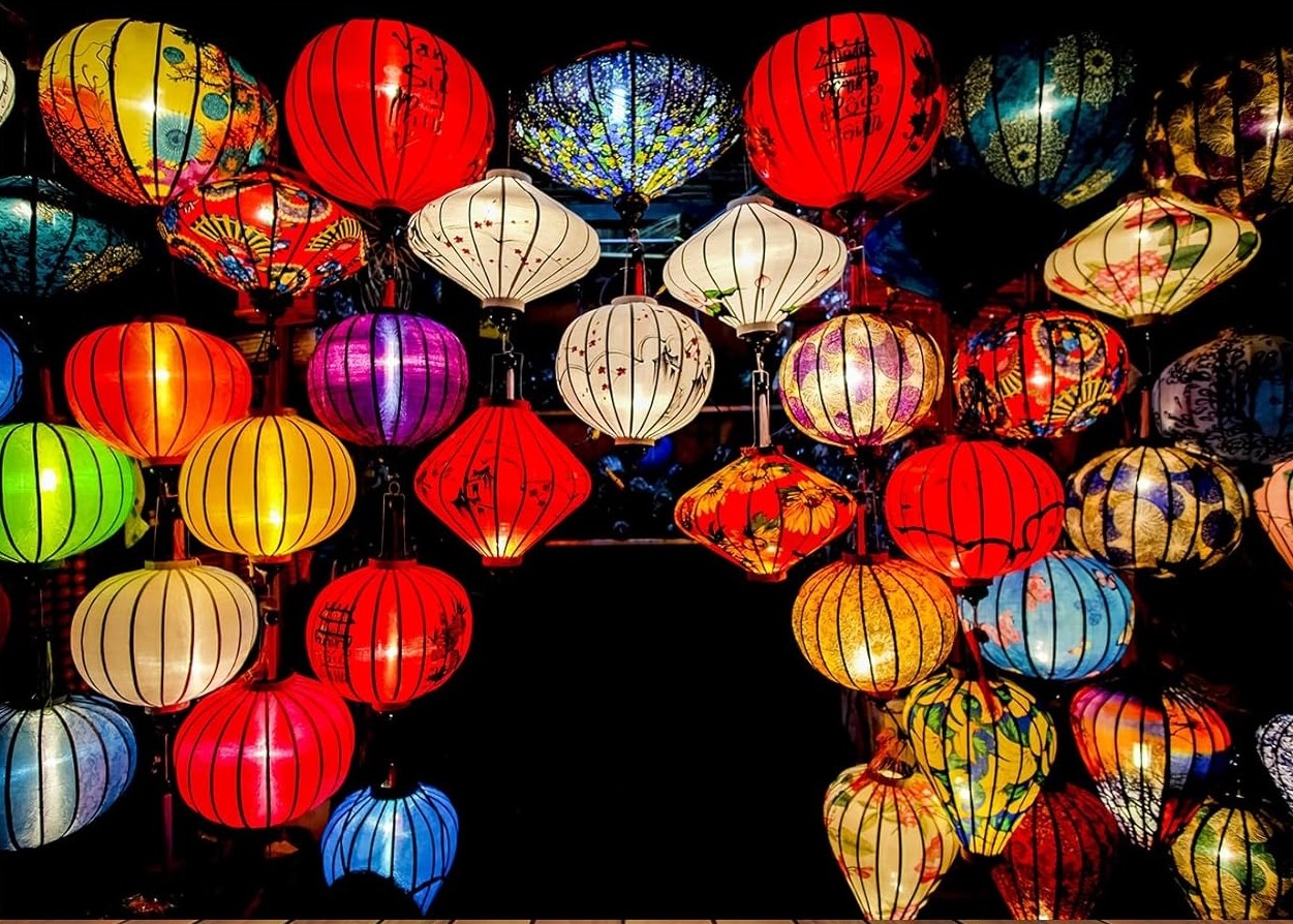 Photography Vietnam - โคมไฟที่มีสีสันเวียดนามเทศกาลปีใหม่เวียดนามฉากหลังอุปกรณ์พรรคพื้นหลังสตูดิโอถ่ายภาพ