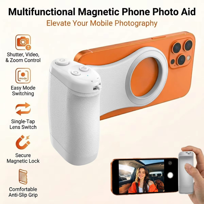 Photography Style Iphone - ที่ยึดโทรศัพท์แม่เหล็กพร้อมรีโมทควบคุมการซูม แบบ DSLR พร้อมแม่เหล็ก 8X สำหรับ