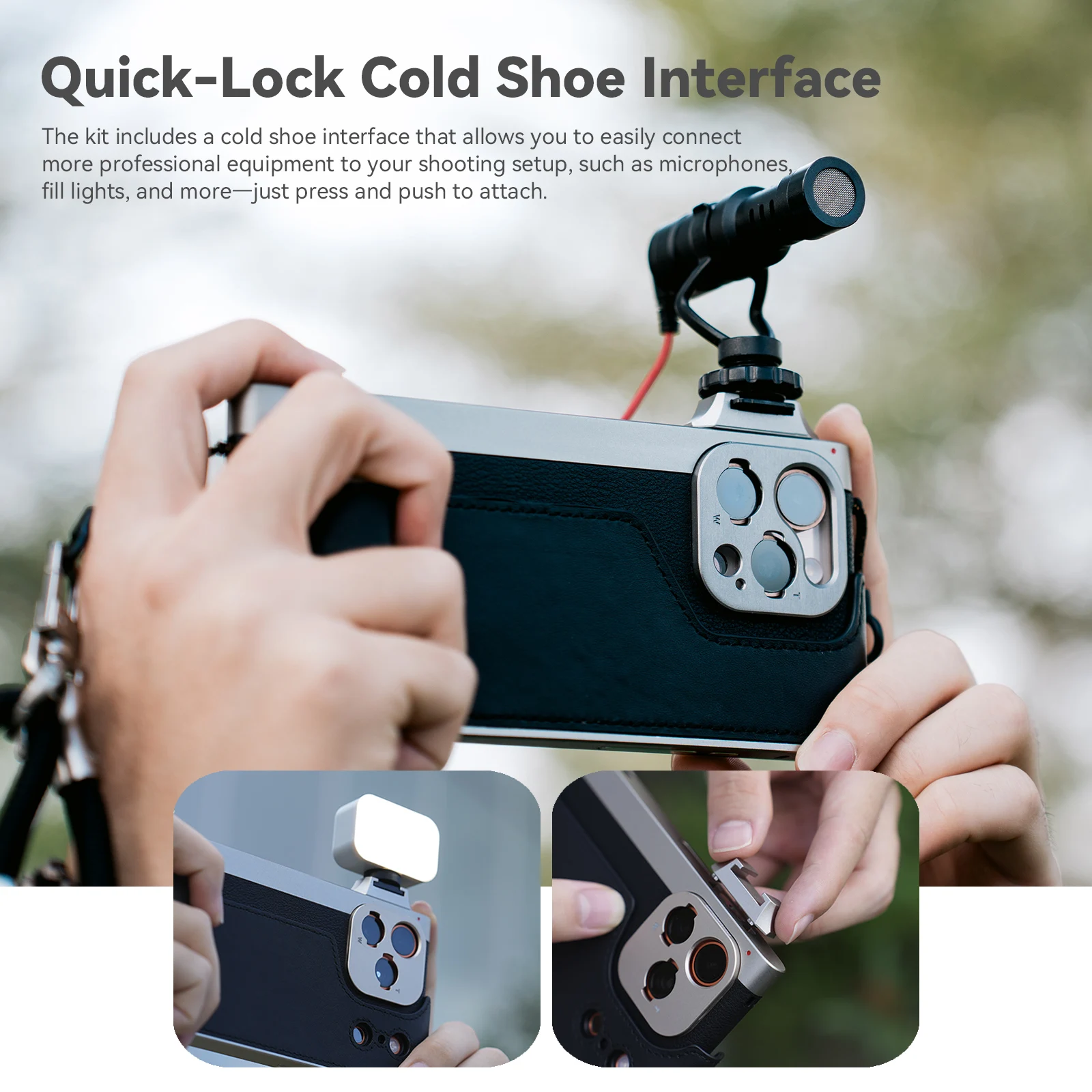 Photography With Iphone 15 - ชุดอุปกรณ์ถ่ายภาพสไตล์เรโทร FG Fotorgear พร้อม Cold Shoe,