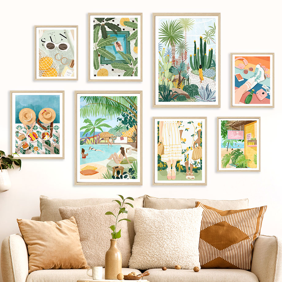 ภาพพิมพ์บนผ้าใบลายใบไม้เขตร้อน - Photography Trend บทวิจารณ์และราคา